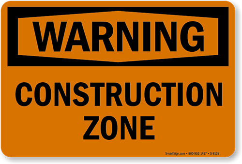 warning construction zone sign s 9135